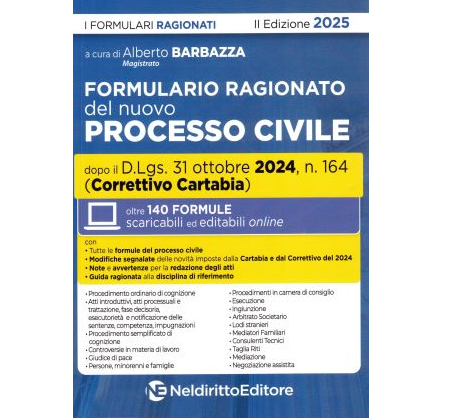 FORMULARIO RAGIONATO DEL NUOVO PROCESSO CIVILE