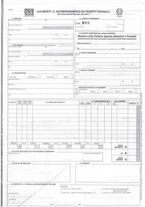 Documento di Accompagnamento dei prodotti Vitivinicoli